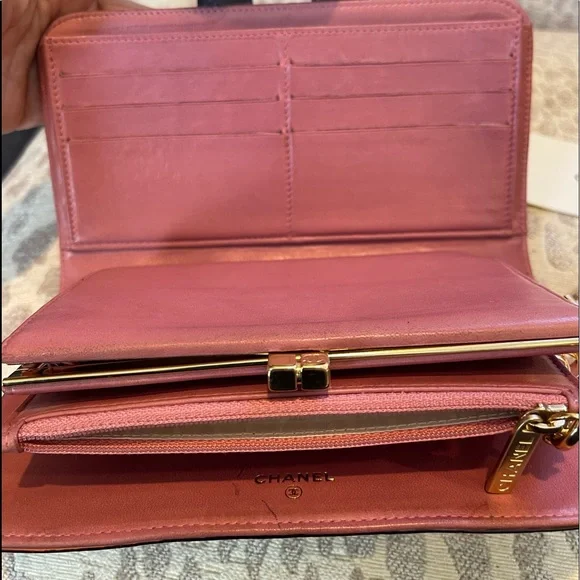 Chanel Choco-bar large leather wristlet wallet